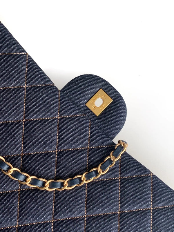 CC 2026 Flap Bag 38.5cm Blue Denim Leather