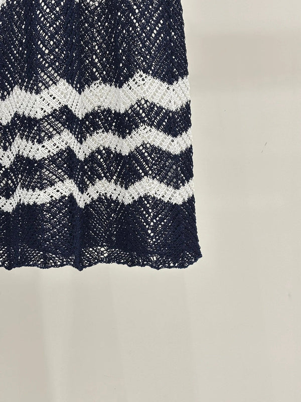 Chanel 2026 Camisole and Long Skirt Navy Blue White Wool 394716