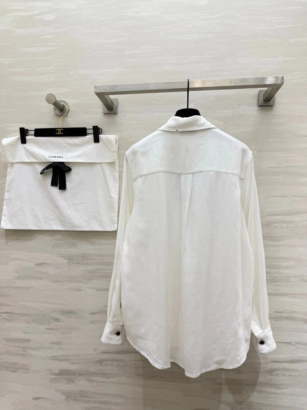 Chanel 2026 Black Logo And Button Shirt White 391171