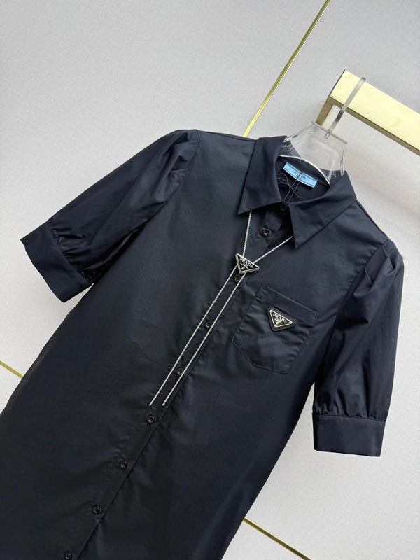 Prad 2026 Puff Sleeve Shirt Dress Cotton 396892