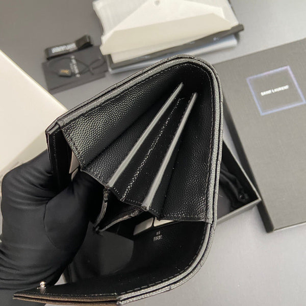 Saint Laurent Cassandre Matelasse Large Flap Wallet 19cm Black Leather