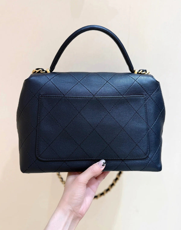 CC 2026 Handle Bag 28cm Black Cowhide 290241