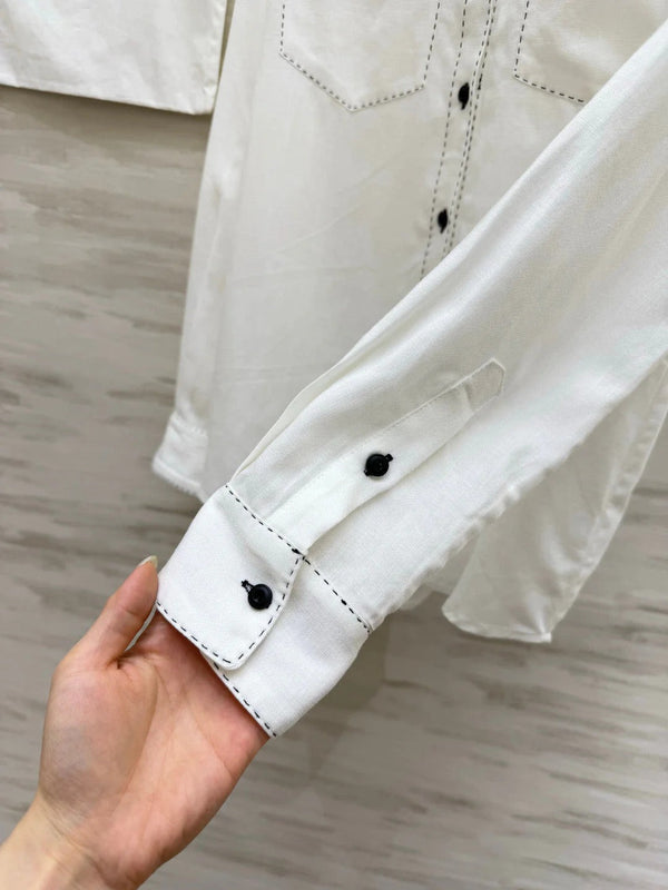 Chanel 2026 Black Logo And Button Shirt White 391171