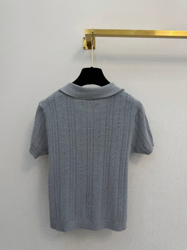 Miu 2026 Collared Short-sleeved Cardigan Tencel 394804