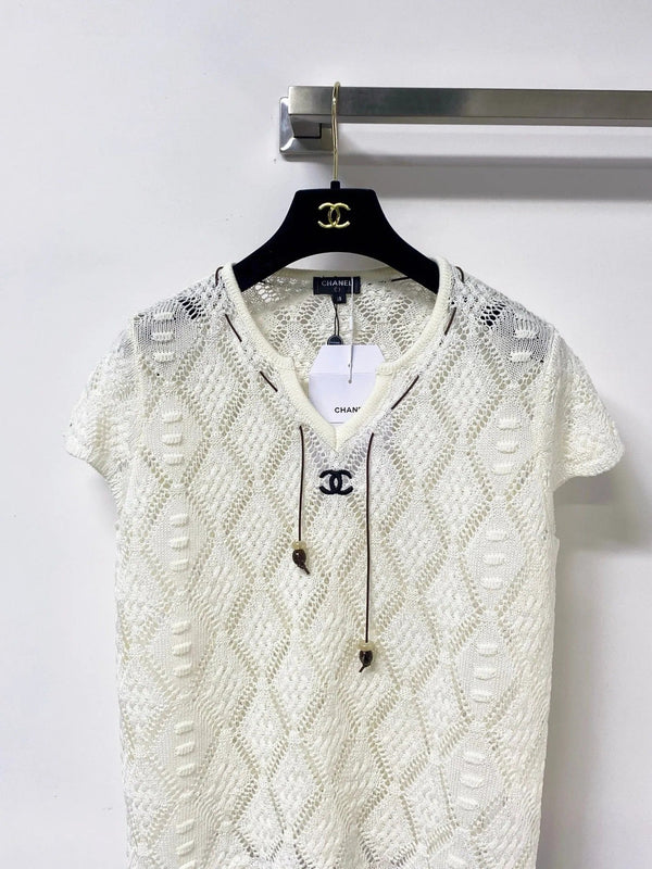 CC 2026 Hollow-Out Knit Top Drawstring Laine Wool 479951