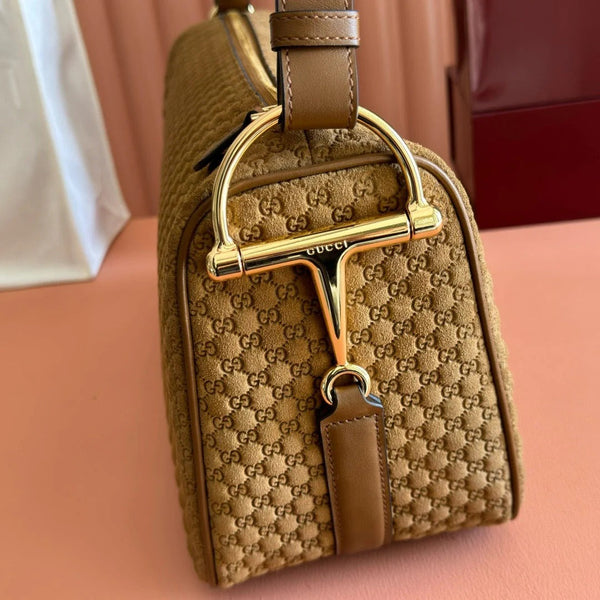 GG 2026 Half Horsebit 38cm Caramel Brown Suede