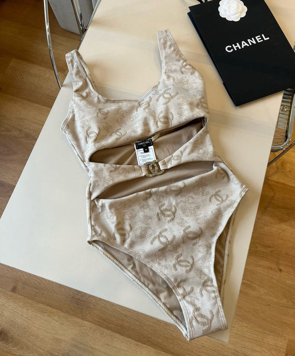 SWIMSUIT IN NUDE EMBROIDERED LOGO 626005