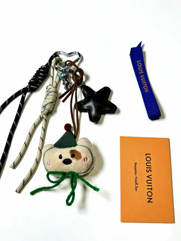 LV Louis Bear Cream Black Bag Charm