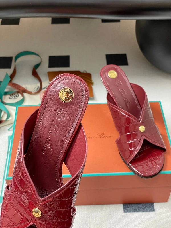 HIGH HEELS 80 MM IN RED CALFSKIN SNAKE EMBOSSING