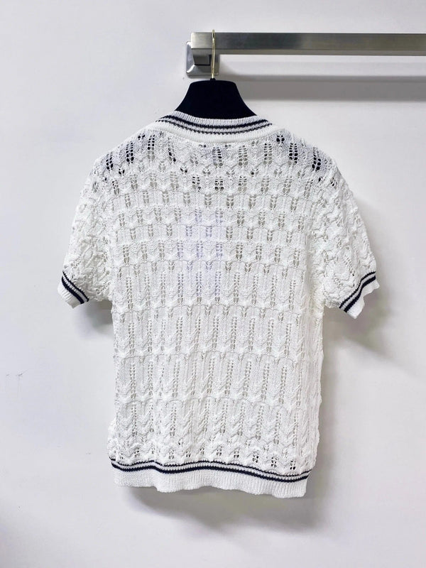 CC 2026 White And Black Short-Sleeved Shirt Wool 479934