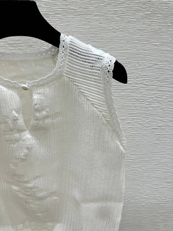 CC 2026 Round Neck Knitted Vest White Cotton 516805