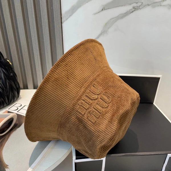 MM BUCKET IN BURNT ORANGE VELVET WITH LOGO