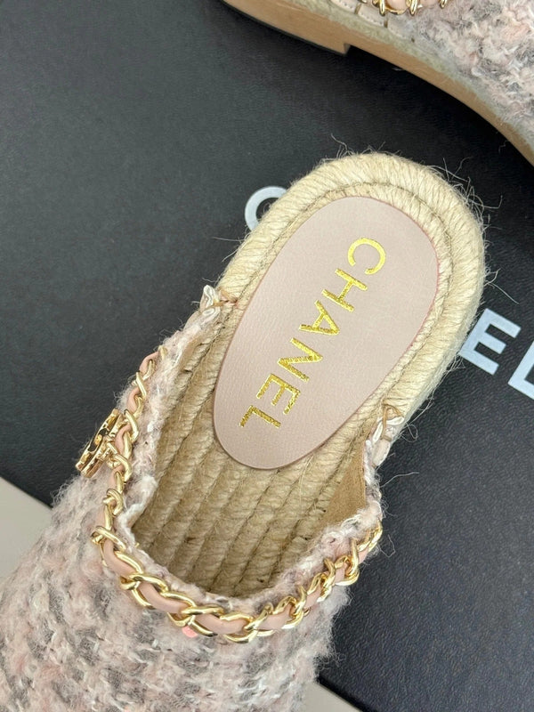 CC Mules 25ss 30 Mm In Pastel Pink Lambskin Mix Tweed