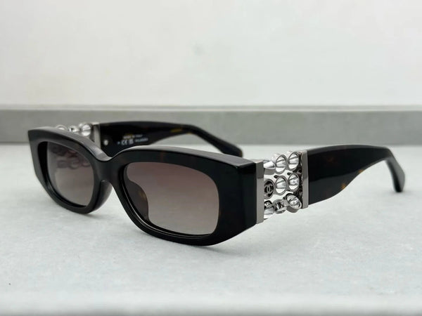 Chanel Rectangle Sunglasses Acetate & Glass Pearls