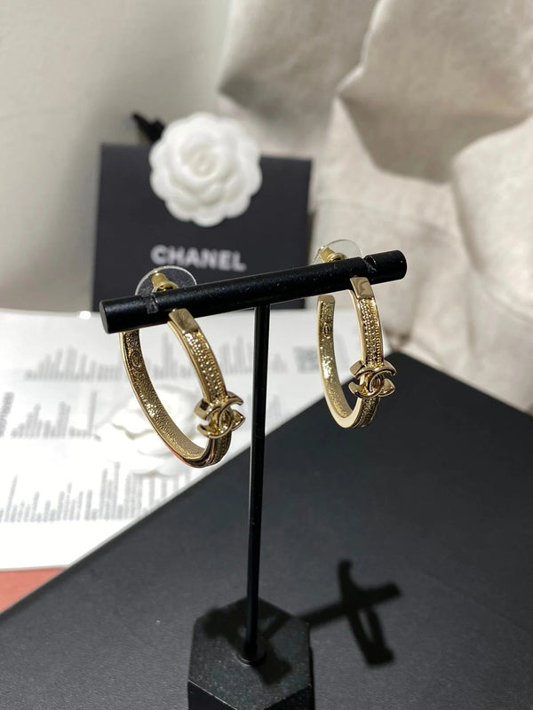 CC Double C Snake Bone Circular Hoop Earrings
