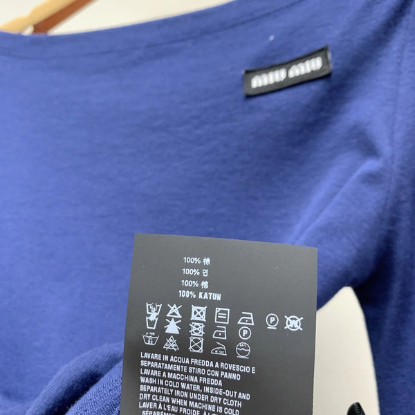 MIUMIU OFF-SHOULDER LOGO T-SHIRT 268133