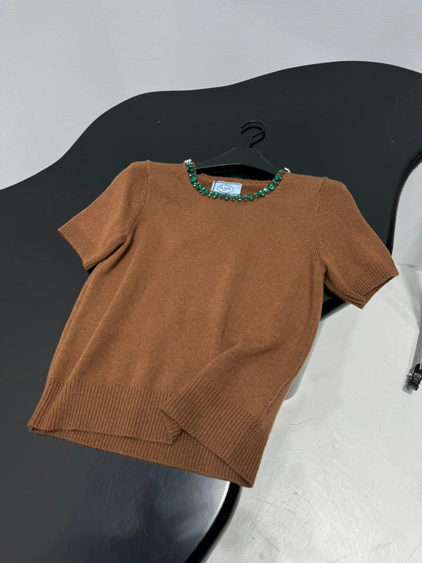 PRADA 25S BEADED CREW NECK SWEATER 314