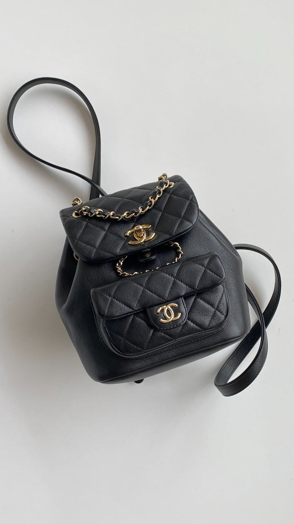 CC 24A Duma Backpack Mini 23cm Black Lambskin