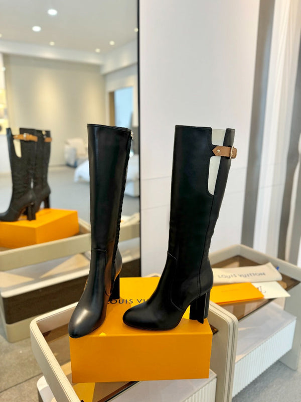 LV Donna High Boot 9.5 Black Calfskin 573879