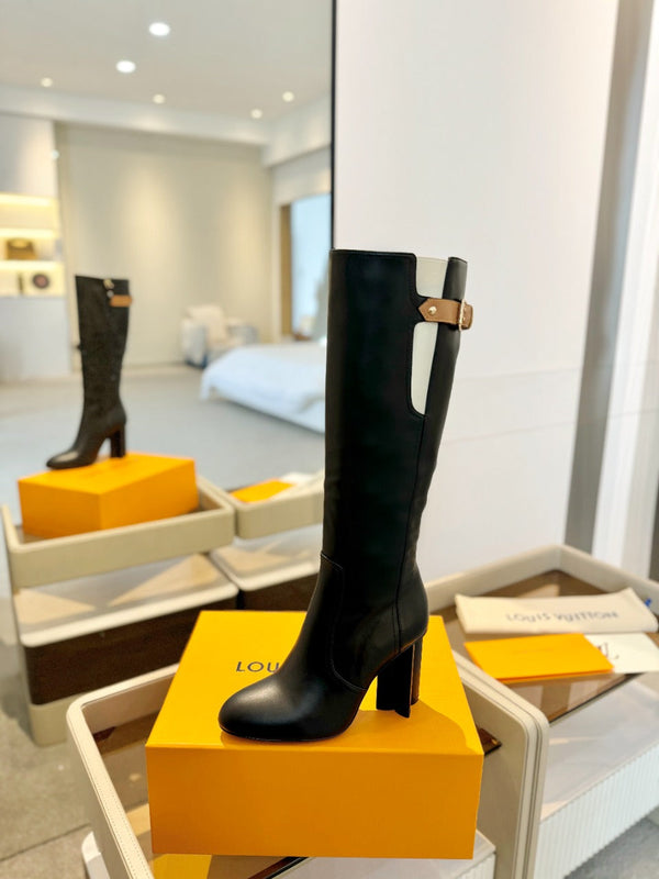 LV Donna High Boot 9.5 Black Calfskin 573879