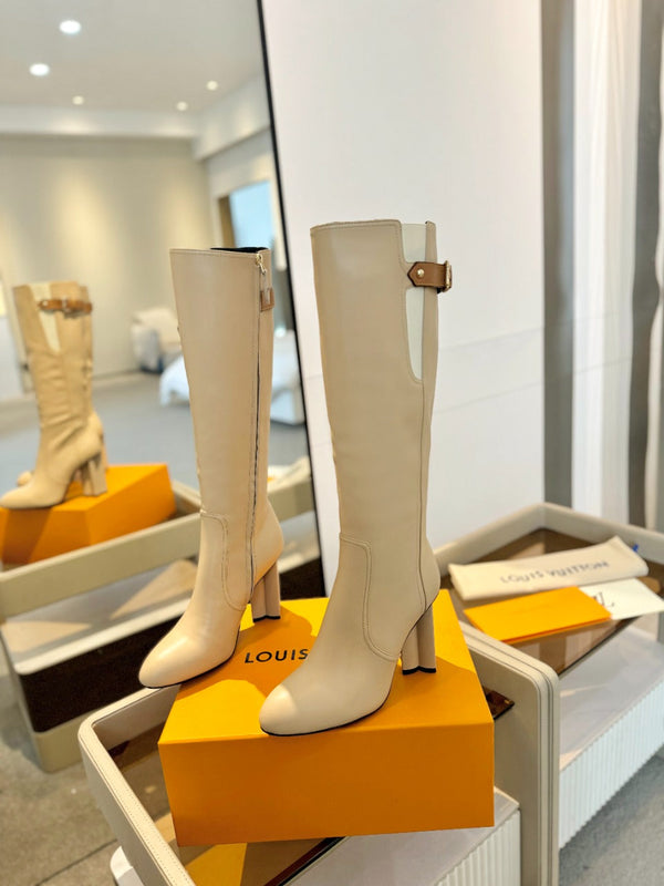 LV Donna High Boot 9.5 Beige Calfskin 573882
