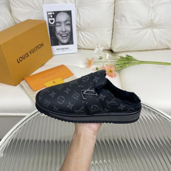 LV Mule Black Monogram Lambskin