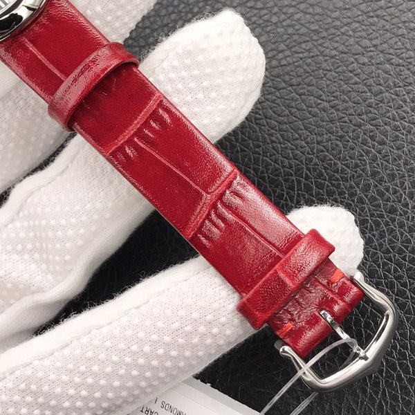 BALLON BLANC DE CARTIER QUARTZ STEEL CASE RED LEATHER