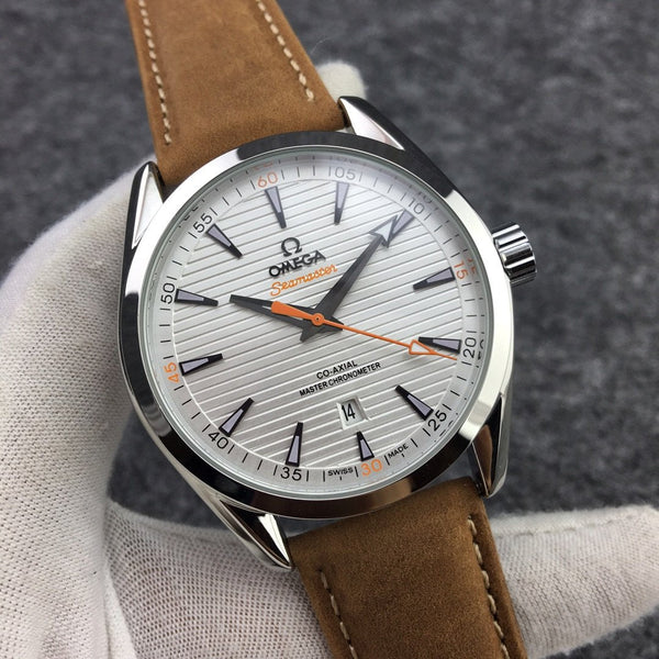 SEAMASTER AQUA TERRA 150M CO-AXIAL STEEL CASE WHITE DIAL BROWN LEATHER
