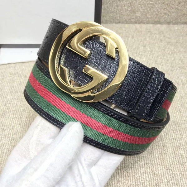 GG BELT DOUBLE G BUCKLE CANVAS FABRIC WIRE 3.8CM
