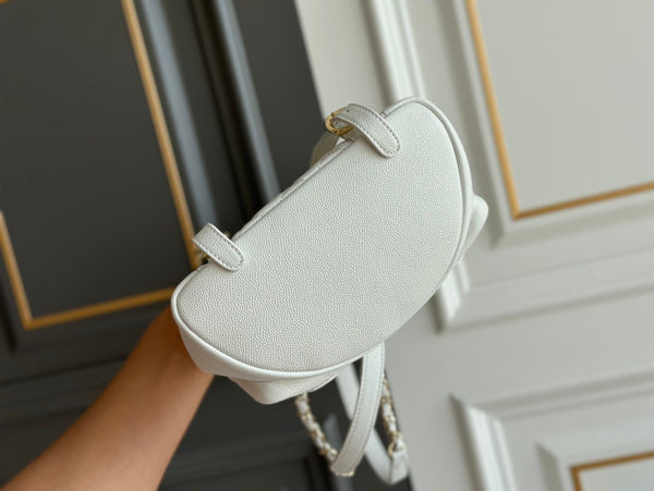 SMALL BACKPACK 20.5 WHITE GRAINED CALFSKIN
