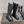 CC 25S Round Toe Mid-Heel Zippered High Boots in Black Cowhide and Embroidered Latticework 442493