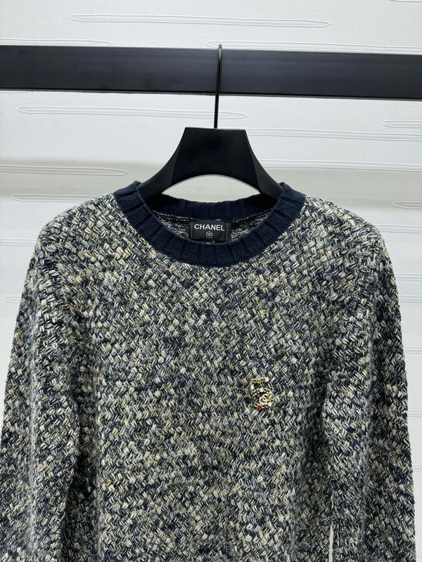 CC 25 Contrast Color Sweater 5 Brooch Gray Wool 305409