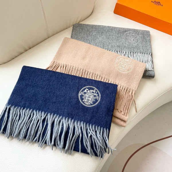 HM 25 200cm Scarf Blue Cashmere 825628