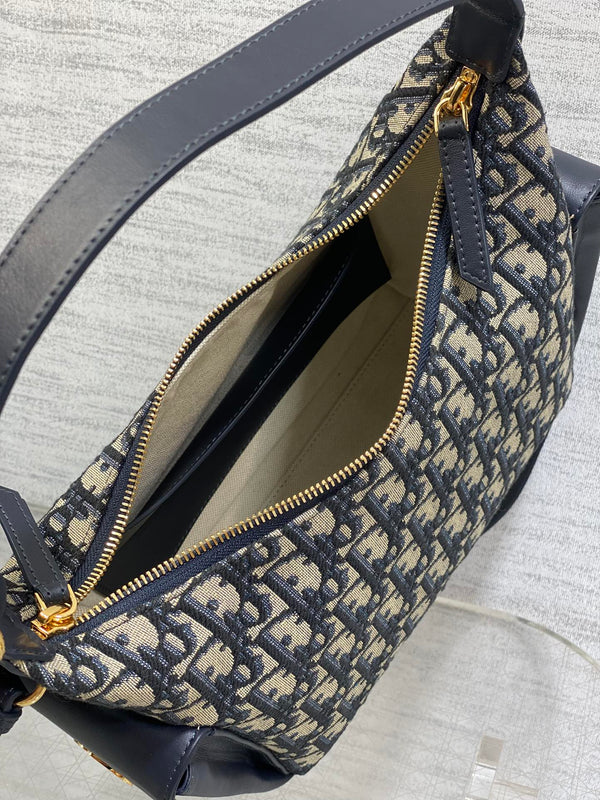 CD D-Dream Two Side Pockets 24cm Blue Canvas and Cowhide