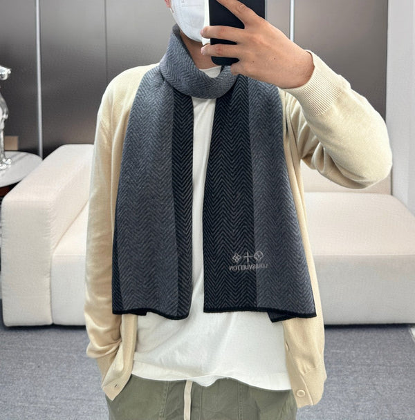 LV Scarf 180cm Black Knitted Cashmere 838207