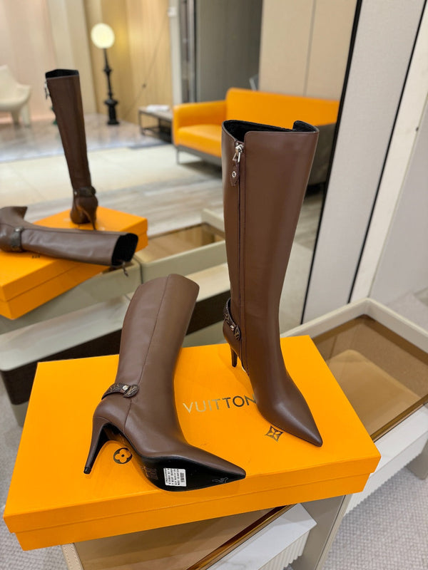 LV Legacy High Boot 90mm Chocolate Brown Calfskin 504737