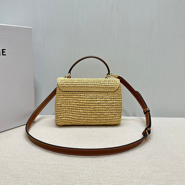 Celin Teen Nino Triumphal Arch Raffia Woven Handbag 128751