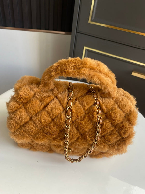 Mini CF 25 Flap Bag Brown Shearling
