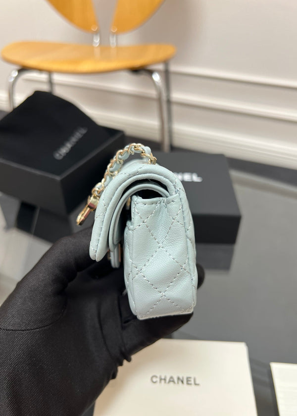 CC 25A Super Mini Bag 12.5cm Cloud Blue Lambskin