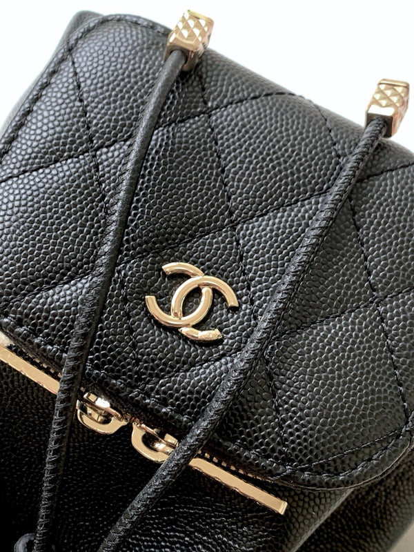 CC 22B Mini Chain 12.5cm Buckle Bag Black Calfskin