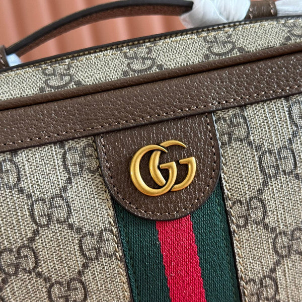 GG Ophidia Small Shoulder Bag 24cm Grey and Brown GG Supreme Canvas