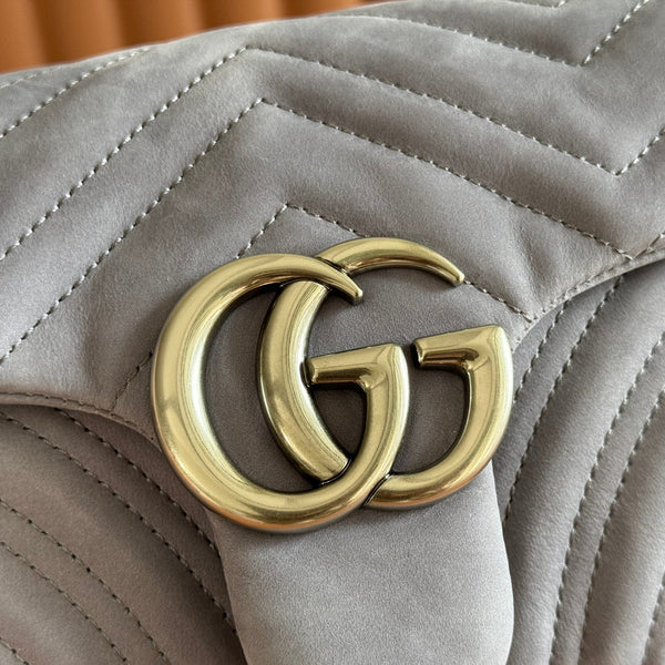 GG Marmont Double-G 26cm Gray Suede
