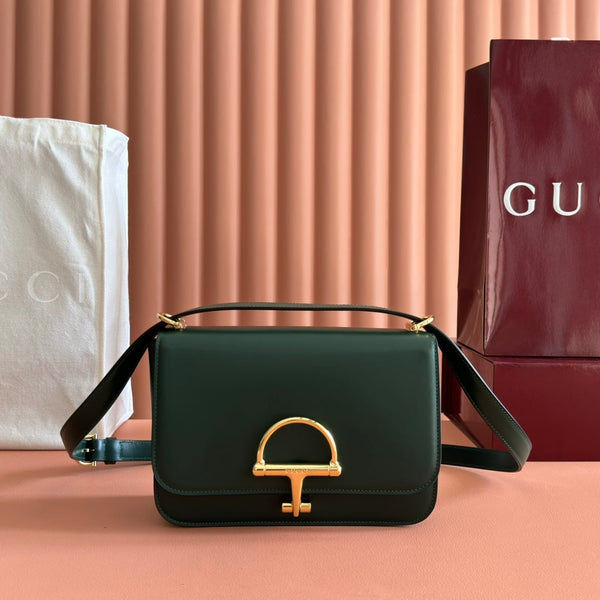 GG 25FW Siena Small Shoulder Bag 23cm Dark Green Calfskin GHW