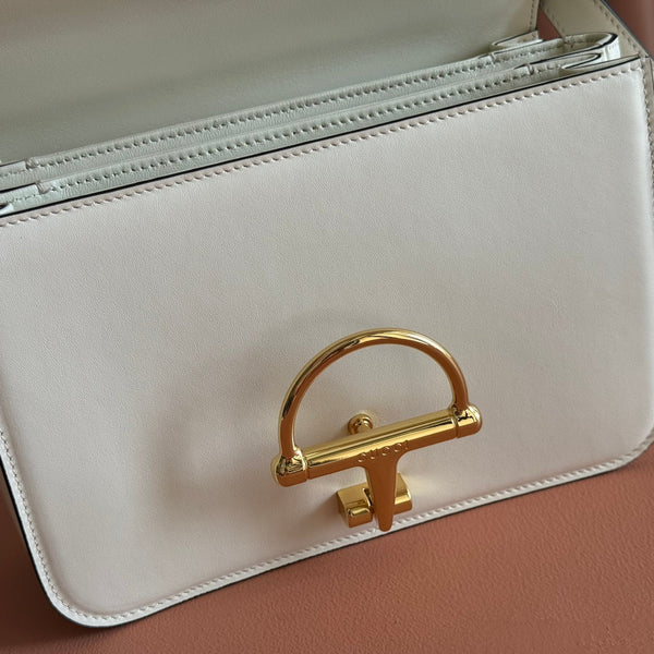 GG 25FW Siena Small Shoulder Bag 23cm White Calfskin GHW
