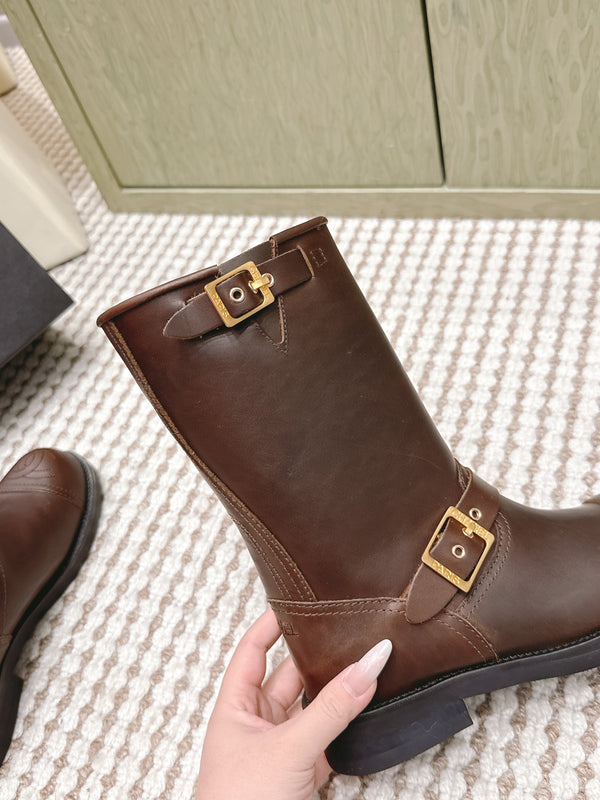 Chanel Vintage Chelsea Boots Brown Calfskin 567775