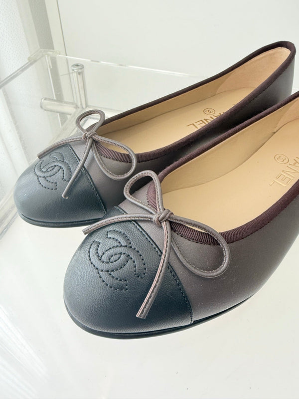 ballet flats brown mix black lambskin 566819
