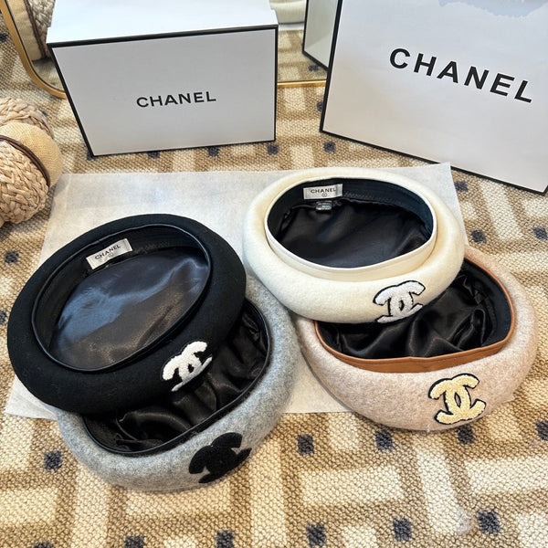 Chanel New Wool Beret Grey 960042