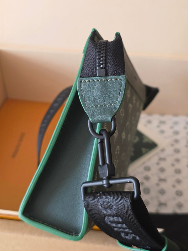 LV Collaboration Suit Clip Dark Green Monogram Canvas Calfskin 274800