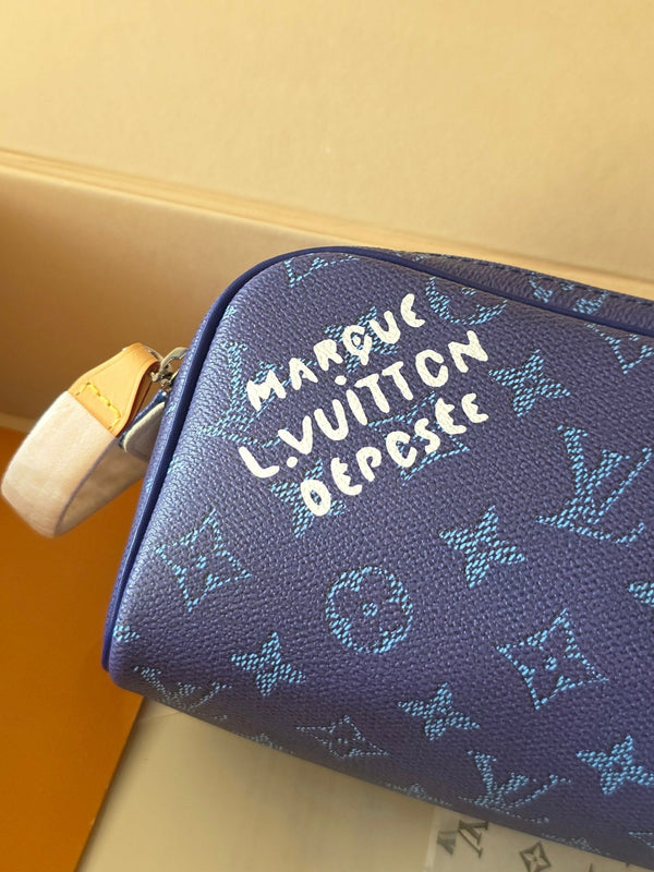 LV Dopp Kit Toilet Pouch Royal Blue Monogram Canvas 274854