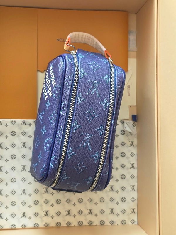 LV Dopp Kit Toilet Pouch Royal Blue Monogram Canvas 274854